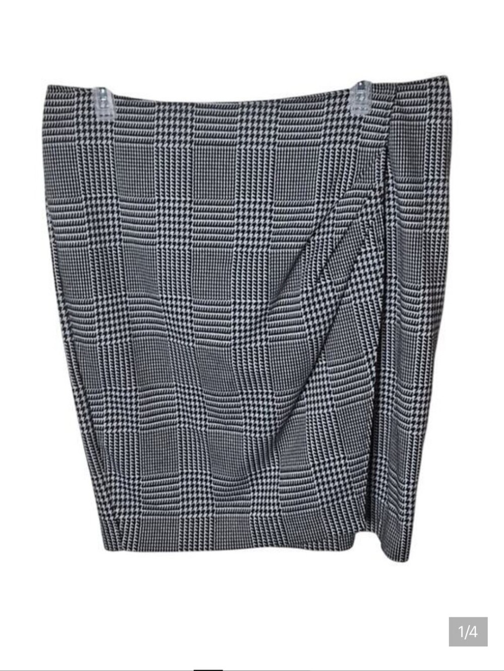 Lane Bryant Women 18 Black & White Houndstooth Faux Wrap Pencil Skirt